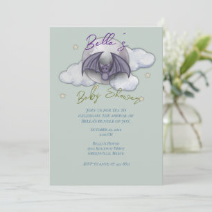 Invitation Baby shower de chauve-souris Watercolor