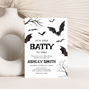 Invitation Baby shower de chauves-souris noires et blanches d