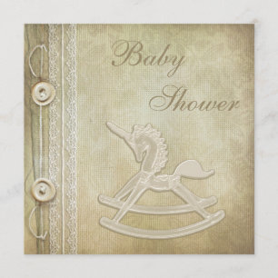 Invitation Baby shower de cheval de basculage de licorne et