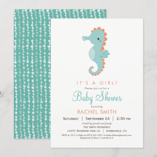 Invitation Baby shower de cheval de mer nautique