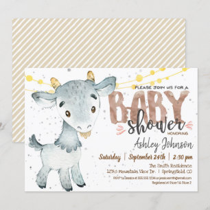 Invitation Baby shower de chèvre, Garçon, Ferme