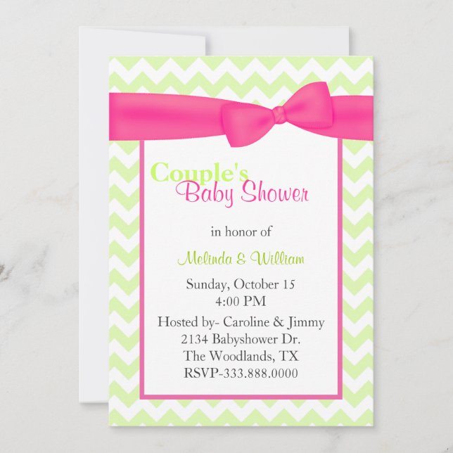 Invitation Baby shower de Chevron Couple (Devant)