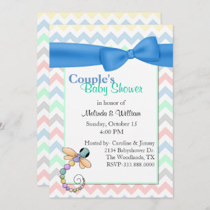 Invitation Baby shower de Chevron Couple colorée