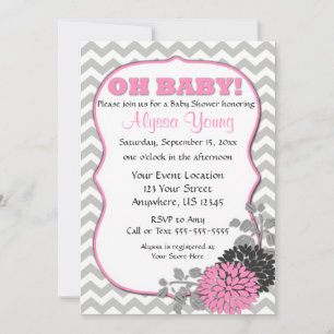 Invitation Baby shower de Chevron Floral rose