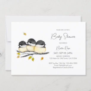 Invitation Baby shower de chickadees neutres selon le genre