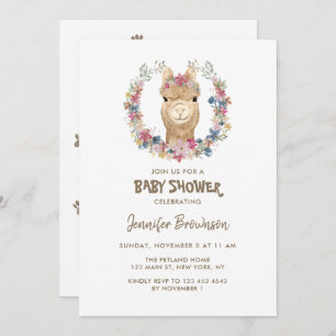Invitation Baby shower de chien à fleurs d'Alpaca
