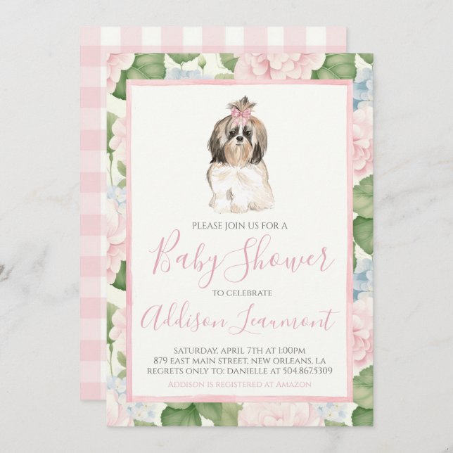 Invitation Baby shower de chien chiot (Devant / Derrière)