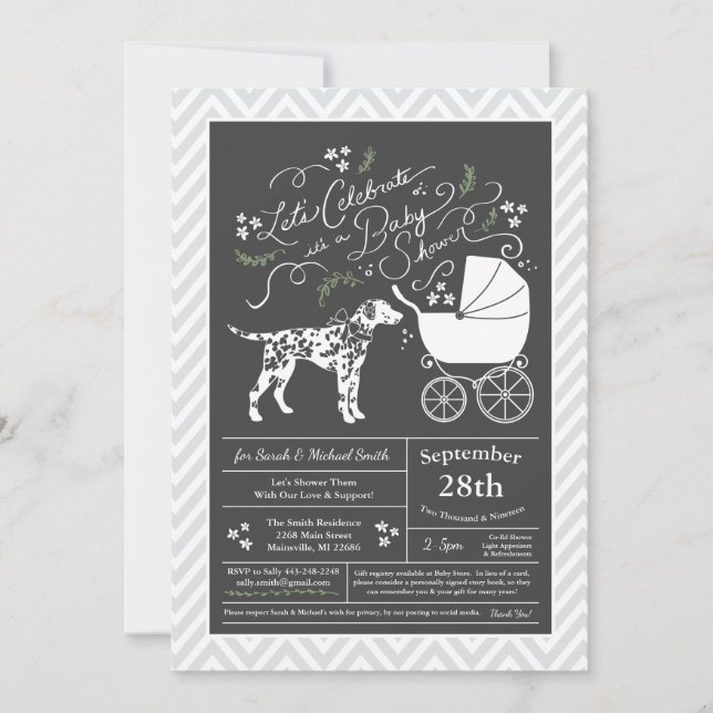 Invitation Baby shower de Chien Dalmatien Neutre genre (Devant)
