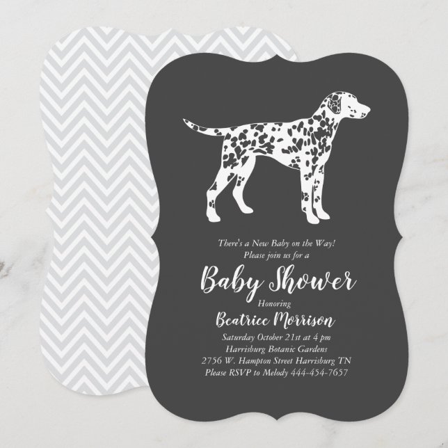 Invitation Baby shower de Chien Dalmatien Neutre genre (Devant / Derrière)
