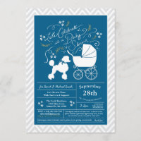 Baby shower de chien de caniche bleu français pour