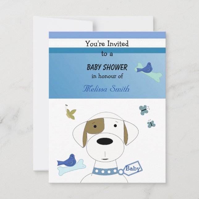 Invitation Baby shower de chien de dessin animé (Devant)