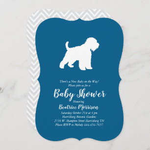 Invitation Baby shower de chien de Terrier à roue Garçon bleu