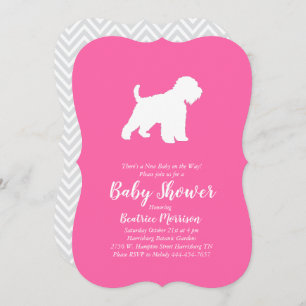 Invitation Baby shower de chien de Terrier à roulettes fille 