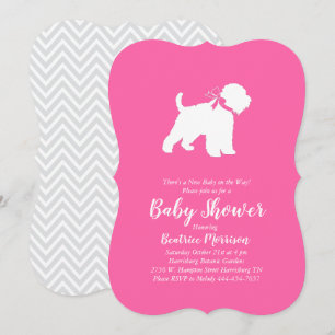 Invitation Baby shower de chien de Terrier à roulettes fille 