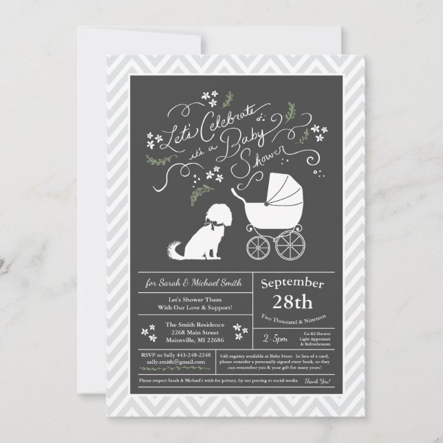 Invitation Baby shower de Chien Espagnol Cavalier King Charle (Devant)