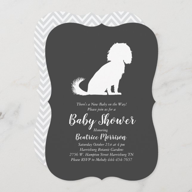 Invitation Baby shower de Chien Espagnol Cavalier King Charle (Devant / Derrière)