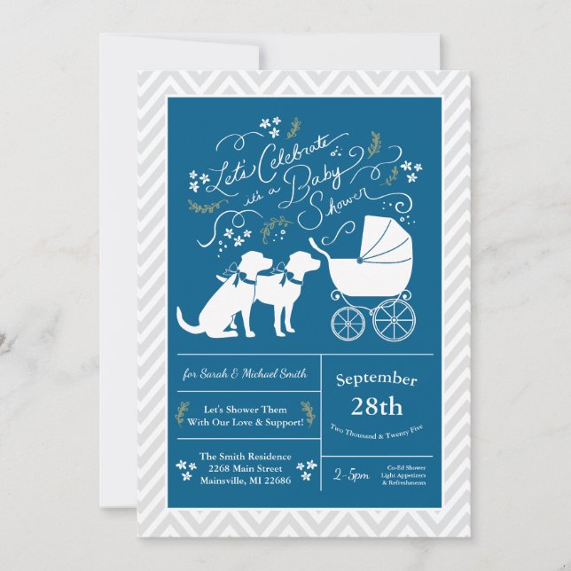 Invitation Baby shower de chien Labrador Blue Boy Lab 2 Chien (Devant)
