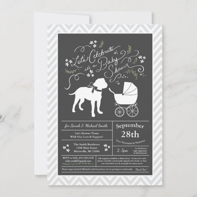 Invitation Baby shower de Chien Mastiff (Devant)