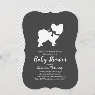 Invitation Baby shower de chien Papillon Neutre hommes