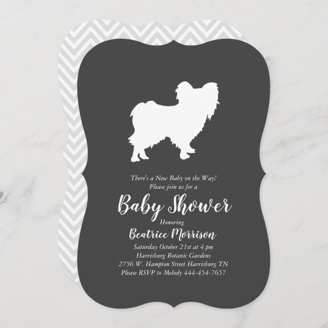 Invitation Baby shower de chien Papillon Neutre hommes (Devant / Derrière)