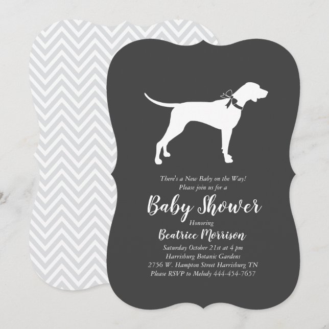 Invitation Baby shower de chien pointeur neutre (Devant / Derrière)