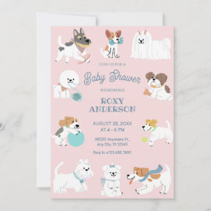 Invitation Baby shower de chiens joueurs