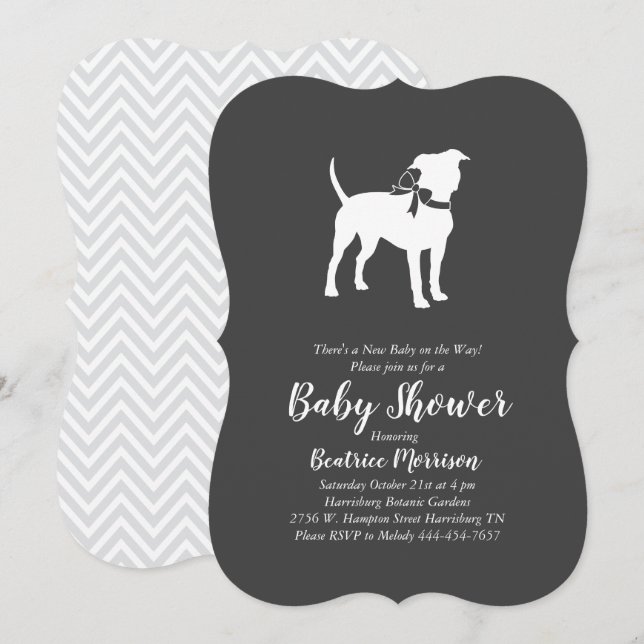 Invitation Baby shower de chiens Terrier du Staffordshire amé (Devant / Derrière)