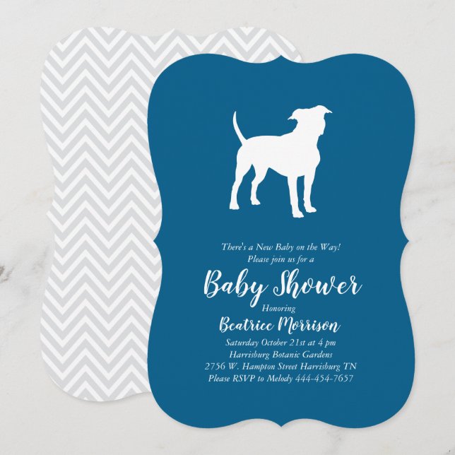 Invitation Baby shower de chiens Terrier du Staffordshire amé (Devant / Derrière)
