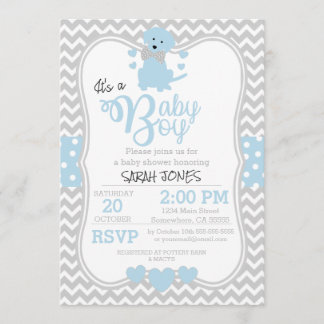 Invitation Baby shower de chiot bleu bébé