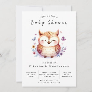 Invitation Baby shower de Chouette à bois classique
