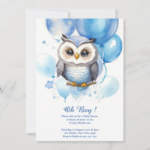 Invitation Baby shower de Chouette aquarelle
