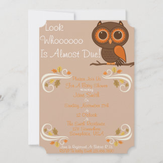 Invitation Baby shower de Chouette automnale