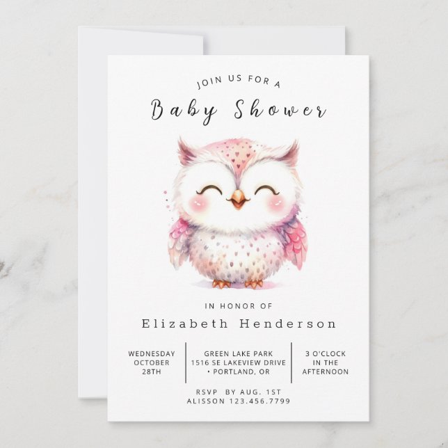 Invitation Baby shower de Chouette Bohémienne imprimable (Devant)