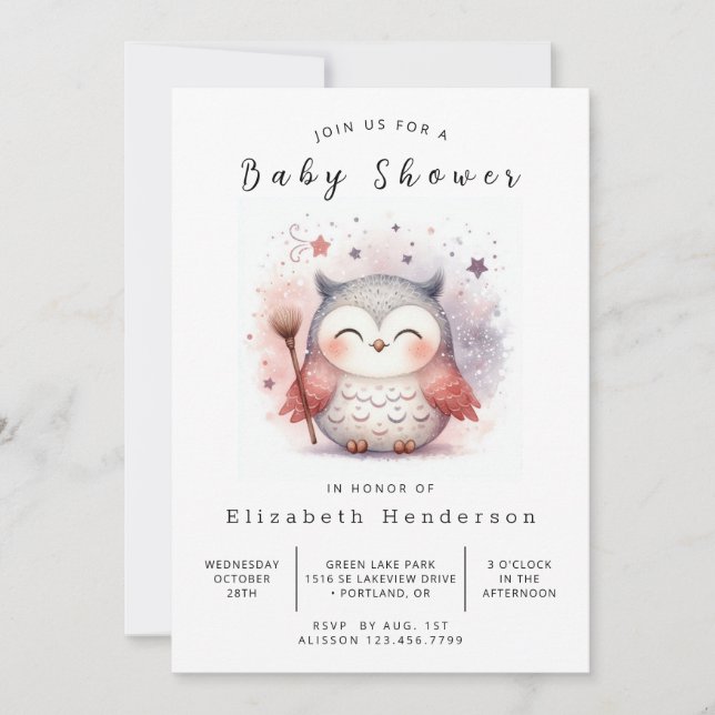 Invitation Baby shower de Chouette Imprimable en gros (Devant)