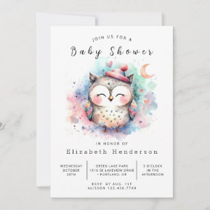 Invitation Baby shower de chouette imprimable enchâssé