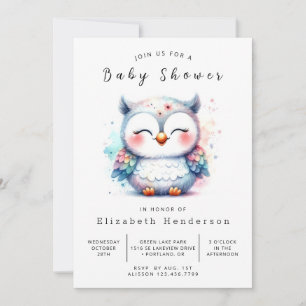 Invitation Baby shower de Chouette modifiable enchâssée