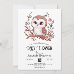 Invitation Baby shower de Chouette mystique mou