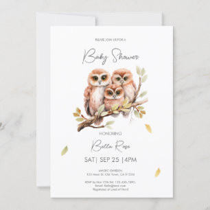 Invitation Baby shower de Chouette neutre sur le plan du genr