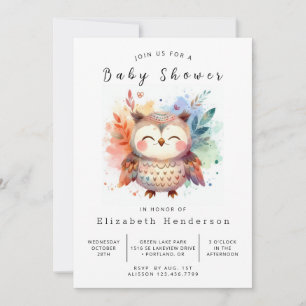 Invitation Baby shower de Chouette Personnalisée Nature