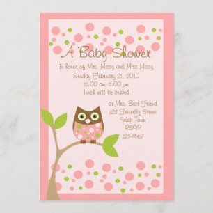 Invitation Baby shower de Chouette rose