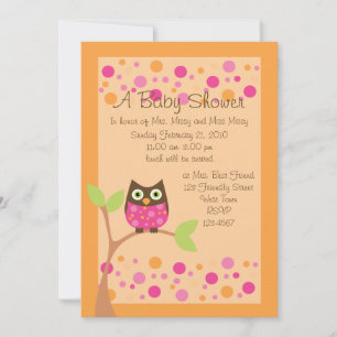 Invitation Baby shower de Chouette rose Invitation-hotpink su