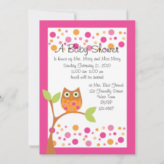 Invitation Baby shower de Chouette rose Invitation-hotpink su