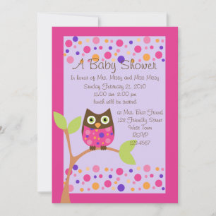 Invitation Baby shower de Chouette rose Invitation-hotpink su