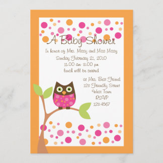 Invitation Baby shower de Chouette rose Invitation-hotpink su