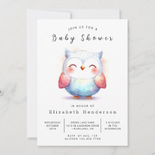 Invitation Baby shower de Chouette rustique bohémienne