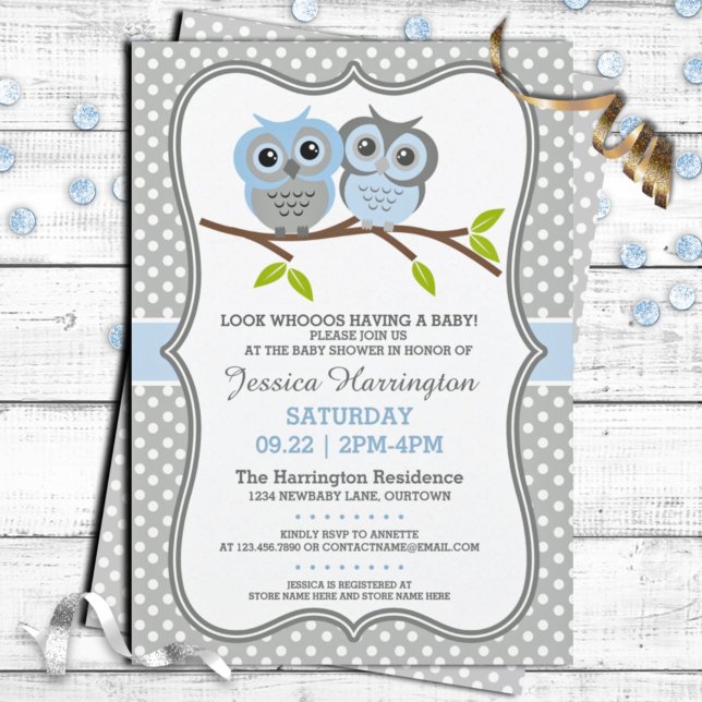 Invitation Baby shower de Chouettes adorables (Créateur téléchargé)