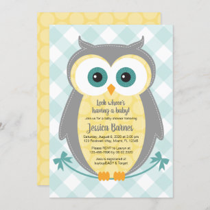 Invitation baby shower de choux gris jaune neutre