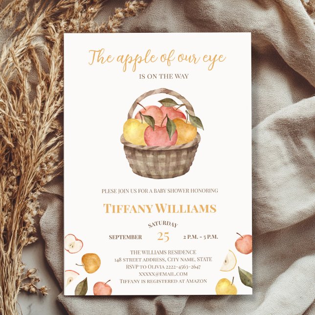 Invitation Baby shower de chute de la pomme de notre oeil (The apple of our eye autumn fall rustic baby shower invitation )