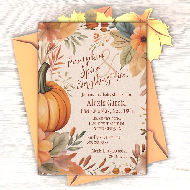 Invitation Baby shower de chute d'épice citrouille Boho Orang (Pumpkin Spice Fall baby shower invitation)