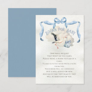 Invitation Baby shower de cigogne Bow Livres pour bébé